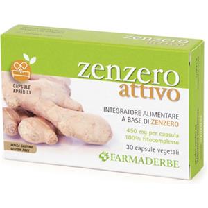 Farmaderbe Zenzero Attivo Integratore Alimentare, 30 Capsule
