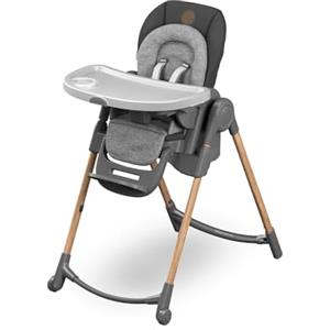 Maxi-Cosi Minla Seggiolone Pappa Evolutivo, 0 - 14 Anni, portata 60 kg, Seggiolone pappa Bimbi, 6 Funzioni, Reclinabile 5 Posizioni, 9 Posizioni Altezza, Poggiapiedi Regolabile, Essential Graphite