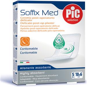 PIC Soffix Med Cerotto Post-Operatorio Delicato 10x6 cm - 5 Pezzi con Tampone Antibatterico