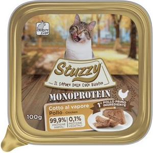 Stuzzy Monoprotein Pollo - Cibo Umido per Gatti Adulti, 100g, 99,9% Proteine Animali, Cotto al Vapore