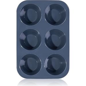 Folksy Super Kitchen SUPER KITCHEN Stampo Antiaderente Grande in Silicone con 6 Stampi Muffin, Teglia da Muffin con Rivestimento Antiaderente per Muffins, Cupcake 27,8 x 19 x 5 cm (Grigio)