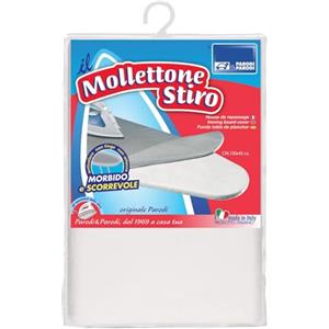 PARODI & PARODI - Mollettone Copriasse da Stiro, Fodera per Asse da Stiro Poliestere con Bordo Elasticizzato, Copertura Anticalcare Tutte le Assi da Stiro Per Mobiletti da Stiro Metallizzato 130x45 cm