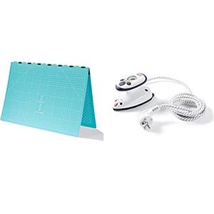Prym Love-Tappetino Da Taglio Pieghevole, 45 X 60 Cm, Materiale Sintetico, Turchese, 48.5 X 32.2 X 1.2 Cm & - Mini Ferro A Vapore