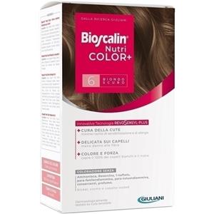 Bioscalin Nutricolor Plus Crema Colorante 6 Biondo Scuro - 40 ml Rivelatore 60 ml Shampoo 12 ml Balsamo 12 ml, Senza Ammoniaca