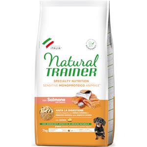 Natural Trainer Crocchette Salmone 7 kg - Alimento Completo Senza Glutine per Cani Adulti di Piccola Taglia