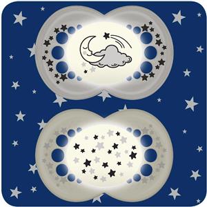 MAM Original Night - Astro Succhietto In Silicone 16+ Mesi Unisex, 2 Succhietti
