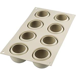 silikomart | Stampo in Silicone per Monoporzioni DOLCE TARTUFO, Antiaderente, 8 Monoporzioni, Confezione da 1 Stampo per Dolci, 3D Design, Ø 62 h 52 mm, Volume 960 ml, Made in Italy