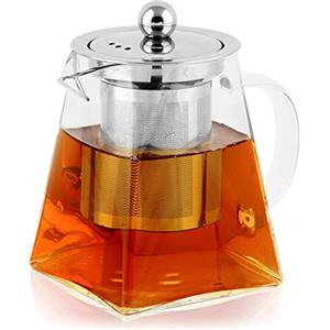 BONNACC Teiera in Vetro Teiera Da Con Filtro Infusore in Acciaio Inossidabile Resistente Al Calore Perfetto Per Tè E Caffè (350ml)