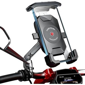 KTUEOV Porta Cellulare Moto, 360 Gradi Rotabile Porta Telefono Moto Antivibrazione Supporto Cellulare Scooter Specchietto Anti-shake Supporto Smartphone Scooter per Telefono da 4.0-7.0 Pollici (Nero)
