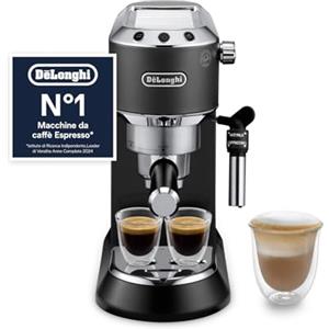 De'Longhi Dedica Style - Perfetto Macchina da Caffè Espresso, Compatibile con Cialde ESE, Montalatte Manuale per Cappuccino, Pannello di Controllo con Pulsanti, Larghezza 15 cm, Nero (EC685.BK)