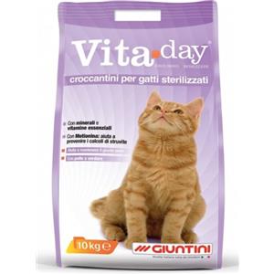 Giuntini Vita Day Croccantini per Gatti Sterilizzati con Pollo e Verdure - Alimento Completo da 10 Kg
