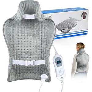 Mobiclinic®, Termoforo elettrico, Cuscino termico per collo e spalle, Basso consumo, 3 livelli di calore, Spegnimento automatico, Zona lombare cervicale, Lavabile, 62x43