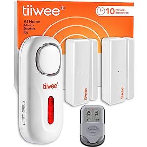 tiiwee A1 Allarme Casa - Sistema di Allarme Senza Fili - Antifurto Casa - Sirena Forte, 2 Sensori per Porte e Finestre, 1 Telecomando - Per Appartamento, Garage, Ufficio