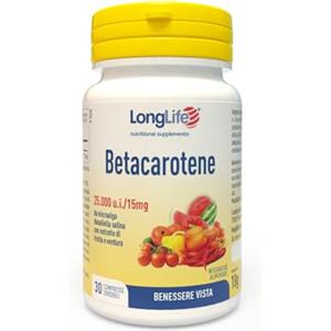LongLife® Betacarotene 25.000 u.i. | Alto dosaggio | Salute della pelle e benessere della vista e | Antiossidante | Precursore della vitamina A | 2 mesi di trattamento | Senza glutine