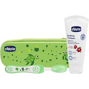 Chicco Set Dentale Verde 12m con Spazzolino e Dentifricio alla Fragola