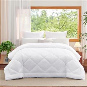 WAVVE Piumino Letto Matrimoniale Quattro 4 Stagioni 260x240 cm - Piumone 240x260 Invernale Autunnale - Trapunta 260 x 240 in Microfibra Sintetica, Bianco
