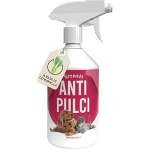 Petsly Spray Antipulci Gatto e Cane - 500ml - Non Macchia - Spray Antipulci per Ambienti, Antizecche e Antiacaro per Casa, Auto, Mobili e Tessuti - Efficace Spray Antipulci per Cani ad Azione Rapida
