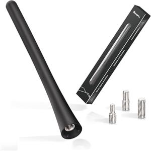 Bingfu Antenna Auto Corta Universale Amplificatore Autoradio FM AM 16 cm Nucleo in Rame ad Alta Conduttività Tetto per Amplificata Stereo Radio Veicolo Camion SUV, Viti M4.0 M5.0 M6.0