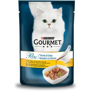 Purina Gourmet Perle Trionfo di Salsa con Pollo - Cibo Umido per Gatti in Bustina da 85 gr