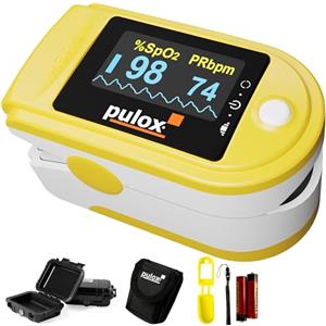 Pulox Pulsossimetro Pulox PO-200 Set - Saturimetro da dito professionale con custodia, borsa, batterie e cordino - Misurazione di SpO2, polso e PI sul dito