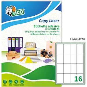 Tico LP4W-4770 Etichette Adesive Bianche Premium con Angoli Arrotondati - 47,7 x 70 mm - 1600 Pezzi - Adesivo Permanente