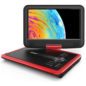 ieGeek 11.5 Lettore DVD portatile con lo schermo girevole a 360° per protezione occhi LCD, batteria ricaricabile potenziata di 5 ore, riproduzione memoria supportata, riproduzione loop - Rosso