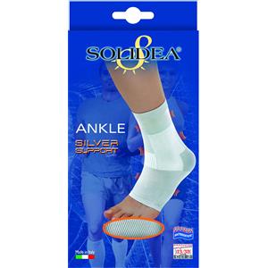 SOLIDEA Cavigliera Supporto Silver - Compressione Graduata 23/32 mmHg, Morbida e Confortevole, Nero, Taglia S