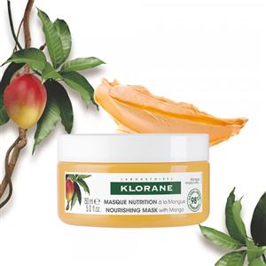 KLORANE Maschera Nutritiva e Ristrutturante al Mango 150 ml - 98% Ingredienti Naturali, Nutre e Ripara i Capelli Secchi