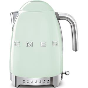 Smeg, Bollitore Temperatura Variabile KLF04PGEU 1,7L, Più Livelli di Temperatura, Filtro Anticalcare Lavabile, Autospegnimento di Sicurezza, Indicatore Livello Acqua, Avvolgicavo, Potenza 2400W, Verde Acqua