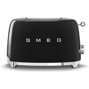 Smeg, Tostapane 2x2 TSF01BLEU, 2 Scomparti da 36mm, 6 Livelli di Doratura, Funzione Riscaldamento, Scongelamento e Bagel, Espulsione Automatica del Pane, Cassetto Raccoglibriciole, 950W, Nero