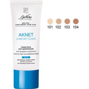 BioNike Aknet Comfort Cover Fondotinta Anti-Imperfetti 104 Biscuit 30 ml - Texture Soffice, Finish Mat, Coprenza Medio-Alta