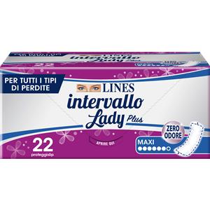 FATER SpA LINES Intervallo Lady Plus Maxi - Proteggislip Zero Odore, 22 Pezzi, Extra Assorbenza