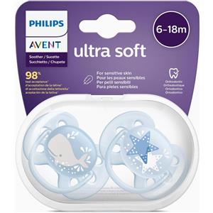 PHILIPS SpA Ultra Soft Philips Avent 6-18M 2 Succhietti Fantasia Azzurro
