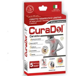CURA FARMA Curadol - Cerotto terapeutico 9x14 cm, 5 pezzi per dolori articolari, muscolari e mestruali