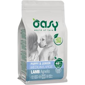 Oasy Cibo Secco Puppy & Junior Medium/Large con Agnello - 2,5 kg Monoproteico e Gluten Free