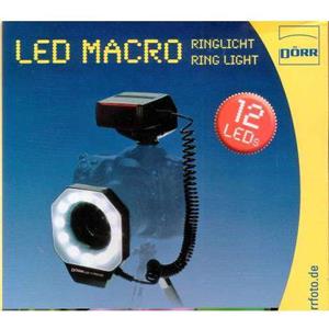 Dörr 371022 Flash per Fotocamera con Luce LED Anulare Macro - 12 LED, Illuminazione Costante a 5500°