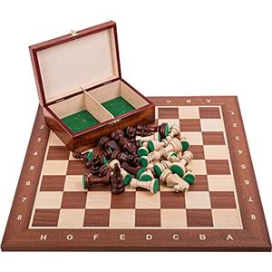 SQUARE GAME SQUARE - Professionale Scacchi in legno Set n. 6 MOGANO + 2 x Extra Donna - Scacchiera in legno + I pezzi degli scacchi Staunton 6