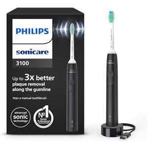 Philips Sonicare 3100 Series spazzolino elettrico sonico, sensore di pressione e timer, colore nero, HX3671/14, Sonicare 3100, Nero