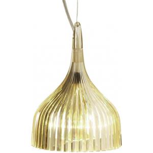 KARTELL Lampada a Sospensione É - Design Semplice, Diffusore in Policarbonato Plissettato, Rosone in Metallo Cromato