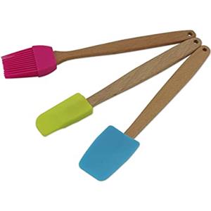 Zenker 30939 Set di 3 spatole Mini mattarello, Silicone, Rosa, Blu, Verde, 20 x 3 x 4 cm