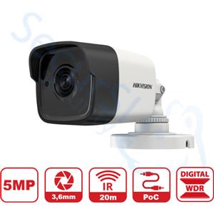 HIKVISION DS-2CE16H1T-ITE - Telecamera Analogica Bullet 5MP POC DWDR - Ottica Fissa (3.6mm)