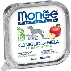 Monge Monoprotein Coniglio e Mela - Paté Umido per Cani Adulti 150g - Alta Appetibilità e Ingredienti Naturali