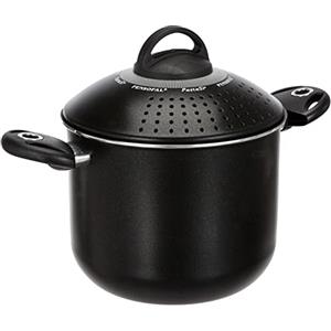 Pensofal, Pentola per pasta, Serie BioStone®, Pastasi, Alluminio con rivestimento antiaderente, Diametro 20 cm, 5L, Maniglie In Bakelite, In Scatola Regalo, Adatta All'Induzione, Effetto Pietra, Nero