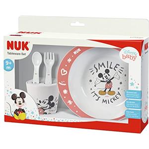 NUK Disney Mickey Set Pappa | 6+ Mesi | Include Piattino, Forchettina, Cucchiaino E Tazza | | 4 Pezzi