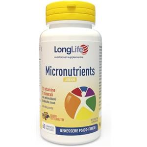 LongLife® Micronutrients Junior | 12 vitamine e 7 minerali per bambini e adolescenti | Multivitaminico-minerale | Compresse masticabili | Fino a 2 mesi di trattamento | Vegetariano e senza glutine