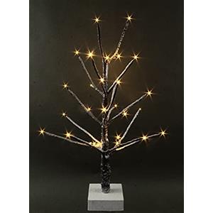 Flair Flower Künstlicher Deko-AST-Baum Auf Sockel, mit Kunstschnee und Licht LED, Luce Calda, Decorativo per Albero di Natale o per l'inverno, plastica, Filo, Marrone/Bianco, 65x30x30 cm