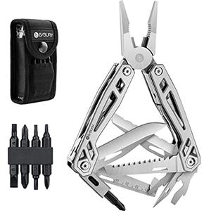 BIBURY Pinza Multiuso, Coltello Multiuso in Acciaio Inossidabile, Pinza Multifunzione in Coltellino Svizzero con Apribottiglie, Cacciavite, Attrezzi EDC, Ideale per il Campeggio, Riparazioni