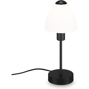 BRILONER - Lampada da tavolo con paralume in vetro, adatta per lampadina E14 non inclusa, max. 25 Watt, abat-jour per camera con interruttore su filo, colore: Bianco/Nero, 100 x 320 mm (DxH)