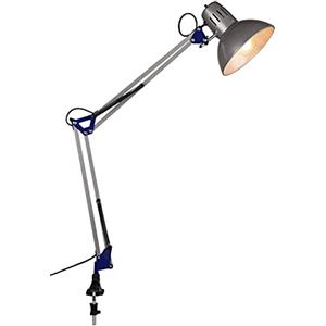 Trio Leuchten Lampada a Morsetto da Tavolo 58 cm in Nickel Opaco con Attacco E27
