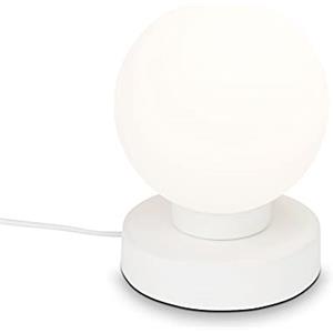 BRILONER - Lampada da tavolo, lampada da comodino, lampada da tavolo con cavo, sfera luminosa, abat-jour, 1xE14, max. 25 Watt, bianco, 126x157 mm(DxA), metallo & vetro
